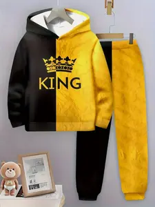 Boys' Fashion Plaid Long Sleeve Pullover Sweater Set, 3D Print Casual for Spring & Fall, Ages 5+, Outdoor Wear