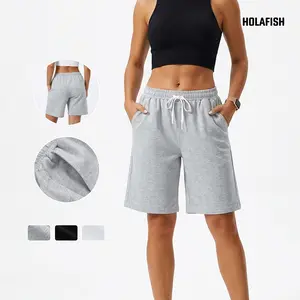 Holafish 2Pack Women's Lounge & Casual Sweat Shorts 7" Inseam, Soft High Waist Shorts for Home,Summer with Pockets, Travel and Beach Vacation