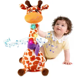 Dancing Giraffe Stuffed Animal Baby Toy Singing Glowing Musical Toy Repeats What You Say Interactive Toy for Toddlers Ideal Birthday Gift