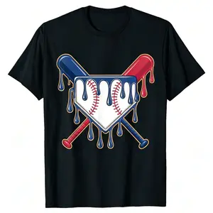 Baseball Drip Graphic T-Shirt | Streetwear Sports Oversized Tee | Game Day Unisex Shirt