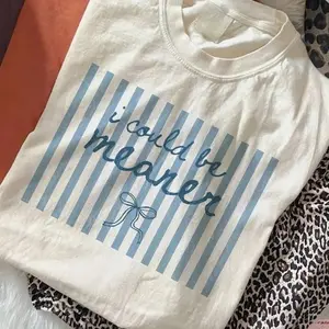 I Could Be Meaner Bow Comfort Colors T-Shirt, Funny Sarcastic Graphic Tee, Trendy Sassy Quote Top