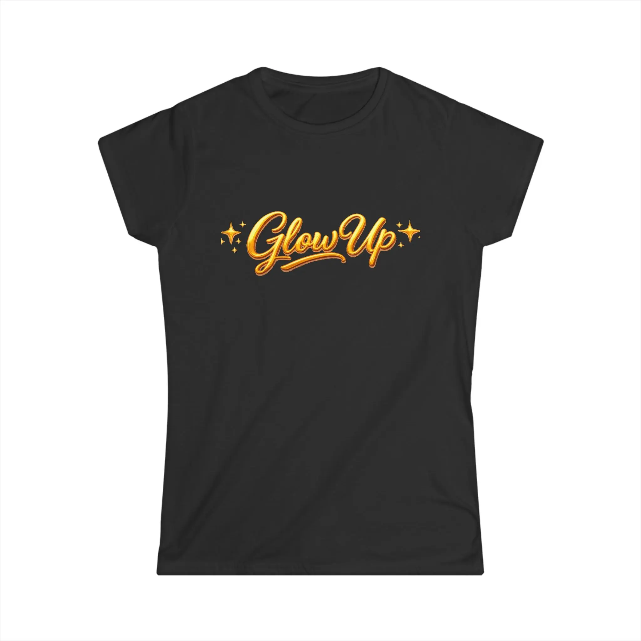Glow Up script design Tee, motivational sparkle typography shirt