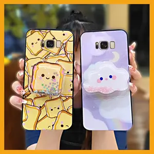 Kickstand Rotatable stand Phone Case For Samsung Galaxy S8 Plus/S8+/SM-G9550 Cartoon Anti-knock Dirt-resistant Glitter Fashion Design Skin feel silicone phone lens protection cute