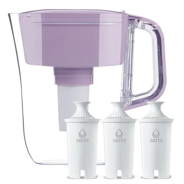 Brita 6-Cup Misty Lilac Pitcher with Original Filter bundle with 3 replacement filters