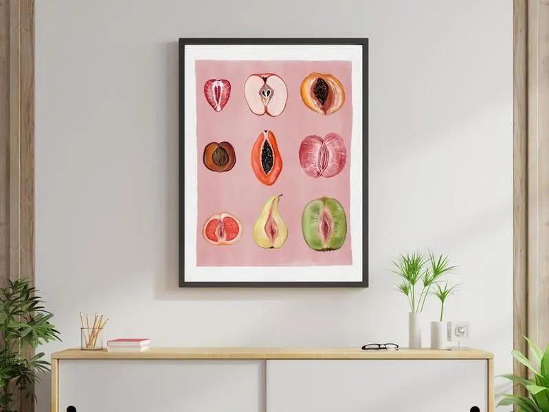 Fruitful Slices: Vintage Empowerment Art Print Celebrating Body Positivity and Femininity Decor Gift Poster Wall Decoration Artistic Room