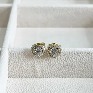 Heart Stud Earrings Gold Plated 14 k TT4
