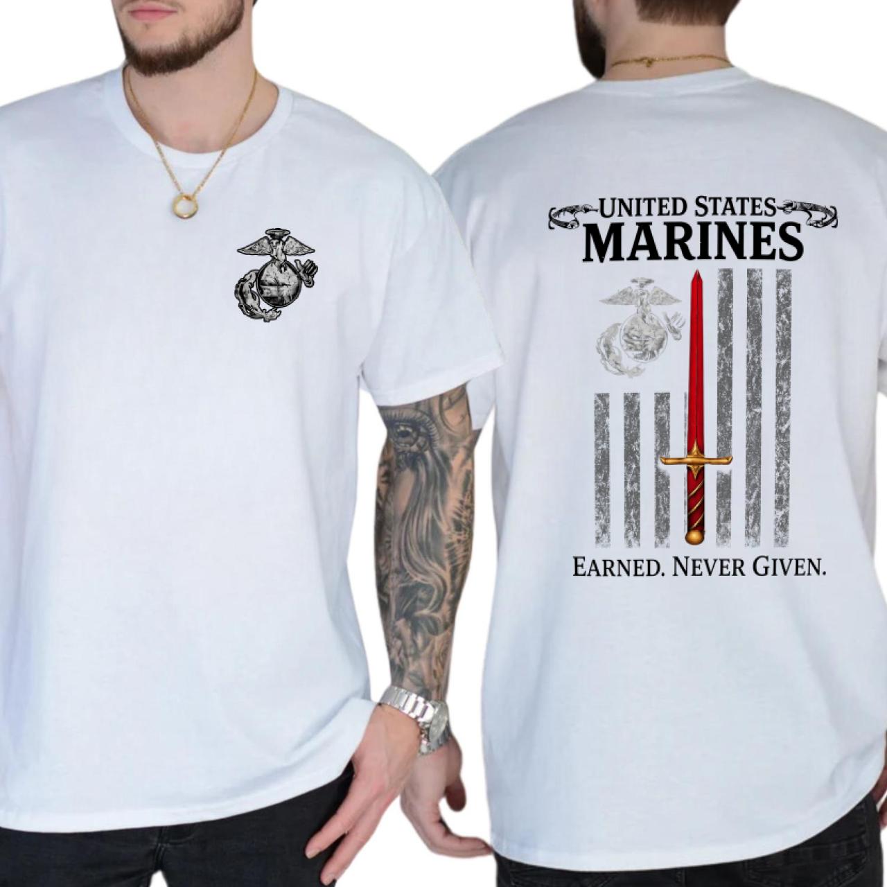 Official United States Marines T-Shirt, USMC Patriotic Military Graphic Tee, Proud Marine Veteran Short Sleeve Shirt, Semper Fi Americana Menswear Top