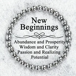 GADASLUY Genuine Hematite Beaded Bracelet for Men and Women 6mm Elastic Stretch Silver Black Stone Grounding Energy Protection Focus Clarity Valentines Day Gift for Him Boyfriend Husband Dad Father Grandpa Uncle