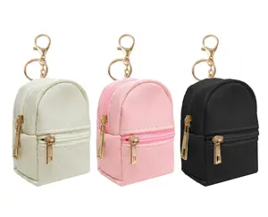 Mini Bag Keychains - set of three - in White Pink and Black Colors with Gold Zipper Accents Elegant Compact Design for Keys