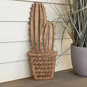 2D flat, 1 modern and simple wooden cactus wall decoration. The cactus decoration with geometric cactus spines is suitable for home and office decoration, as well as for festival decorations and gifts. Home Wall Art
