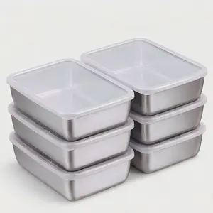 6pcs Stainless Steel Food Storage Containers with Lids – Reusable Meal Prep & Lunch Boxes | Stackable, Leakproof, Oven & Baking Safe | Non-Toxic, Heavy Duty, Dishwasher-Safe Kitchen & Refrigerator Organizer Bento Set