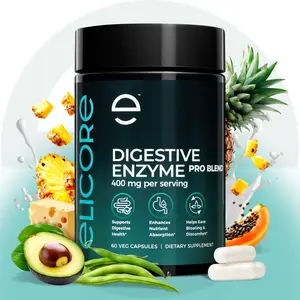 ELICORE Digestive Enzyme Pro Blend – Gut Health Support with Bromelain & Papaya Enzyme – Relieves Gas & Bloating – Gluten-Free – 60 Veg Capsules