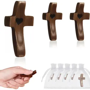 3 count Pocket Wooden  with Organza Bags -    My Heart for Christian, Religious Easter Day Gifts
