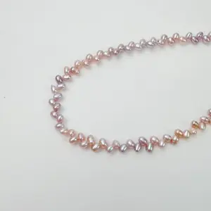 PEARLISM Wheat Ear Design Freshwater Seedless Pearl Necklace | 3.5-4.5 mm Pink/Purple  Color S925 Silver Adjustable-AFSN031