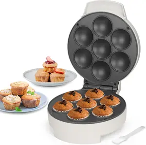 Mini Cupcake Maker Machine, Makes 7 X 2.2 Inch Cupcakes, Non-stick Muffin Maker, Baking Gadget for Kids, Household Breakfast Baking Appliance, White