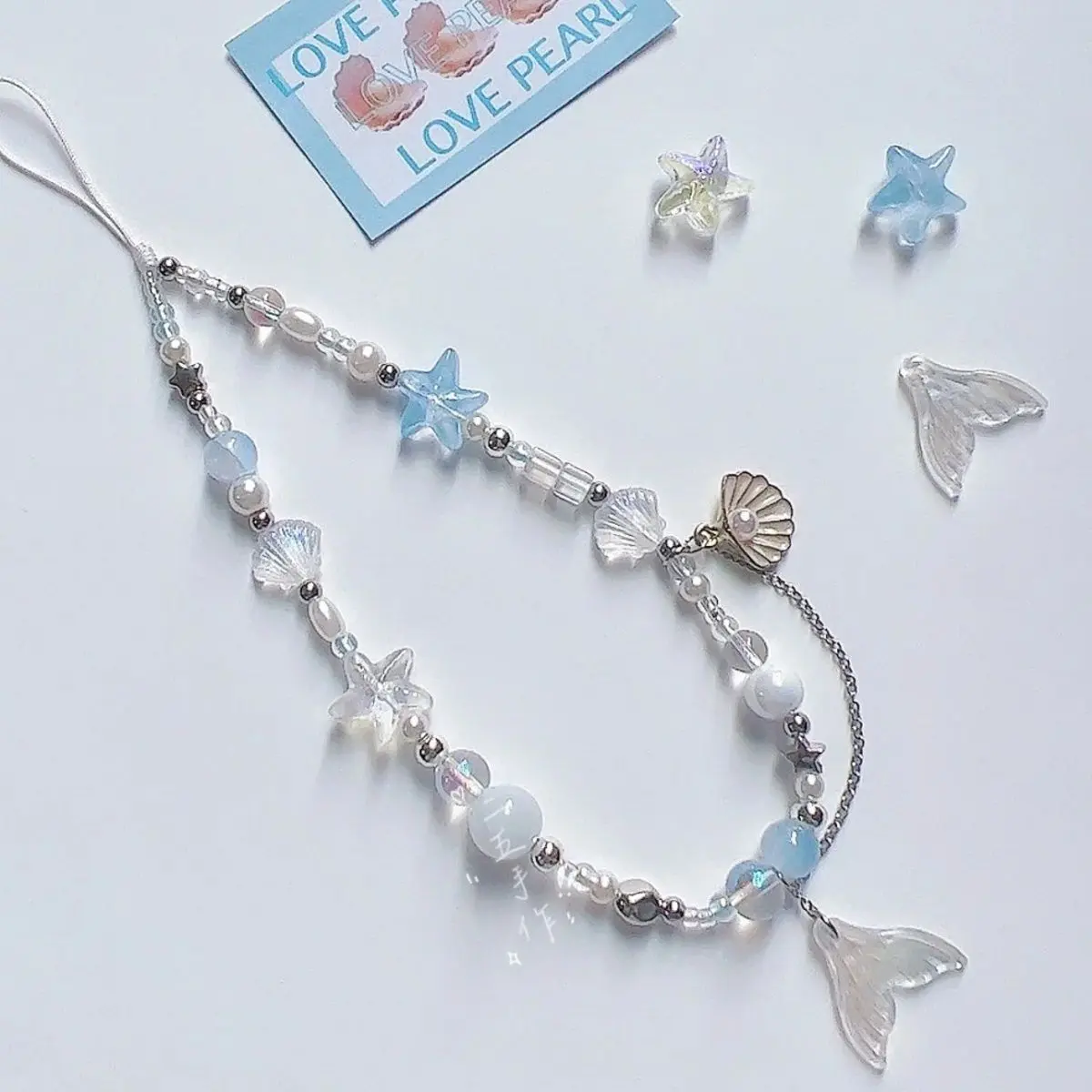Women's A43-Mermaid Princess Shell Pendant Phone Chain, DIY Beaded Mobile Accessory - Cellphone Wrist Strap, CCD Camera Lanyard for iPhone, Accessories