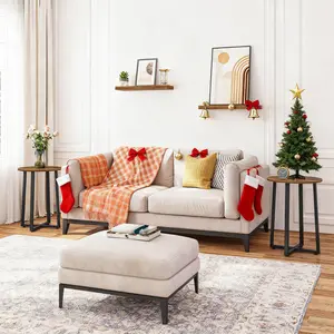 HOOBRO Round Side Table, Accent Round End Table with Sturdy X-Shaped Metal Frame, 15.7" Round Nightstand, for Bedroom, Balcony, Office, Rustic Brown#SpringSale #BigSpringSale