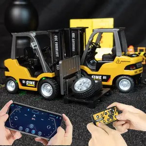 1:64 Remote Control Forklift Toy, Lift Gate, Crane & Forklift Tools Switchable, APP Control, Suitable for Ages 6+, Outdoor RC Car