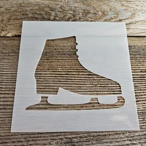 Ice Skate Stencil Reusable Cookie Decorating Craft Painting Windows Signs Mylar Many Sizes Christmas Winter 6"