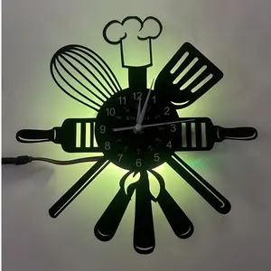 Creative Kitchen LED Wall Clock, Fun Cooking & Food Design, Perfect for Kitchen, Dining Room, Living Room, Practical Decorative Home Item, Decoration