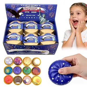 【Blind Box Game】Random 1PC-The 250th Anniversary Theme Dumpling Squishy, USA Patriotic Colorful Dumplings Stress Balls Fidget Sensory Toy with Food Steamer for Home Office Desk, Unique Memento Favor for Patriots （ Not Whole Box）