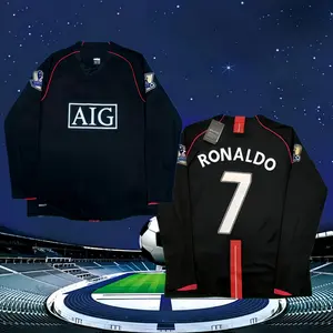 07 08 Away Black Long-Sleeve Ronaldo #7 Vintage Fan Edition Jersey
