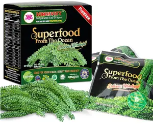 LONGEVITY Dehydrated Sea Grapes, 1.4 oz of (Pack of 2), Umibudo Green Caviar, Lato Seaweed | Enhance Health, Boosting Immune System, Valued Natural Gift From Sea (Original, 40g)