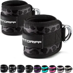Fitgriff Ankle Straps V1 for Cable Machine (2 Pieces) - Gym Workout Equipment - Leg Pulley Attachment, Kickback Straps
