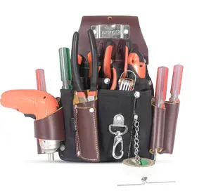 Nylon And Leather Electrician tool Pouch - Essential Work Apron , Tool bag , Pouch Bags For Small Pocket Organizer, Utility Bag Pocket Framer Electrician Belt magnetic tools Heavy Duty Industrial Portable