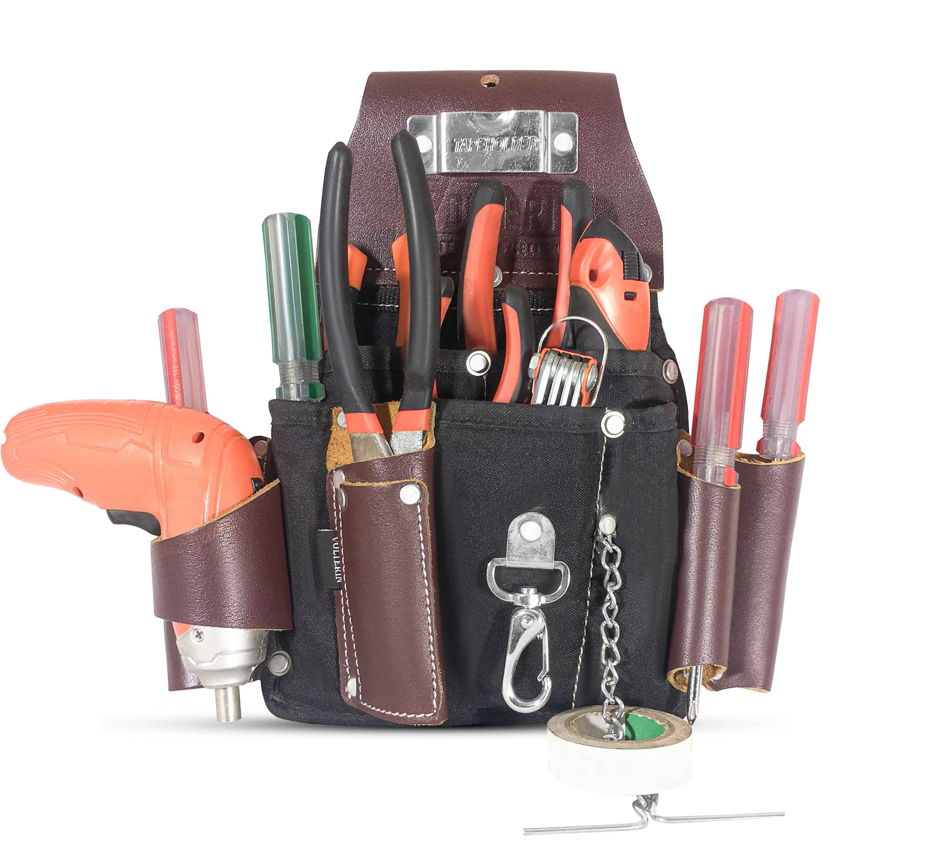 Nylon And Leather Electrician tool Pouch - Essential Work Apron , Tool bag , Pouch Bags For Small Pocket Organizer, Utility Bag Pocket Framer Electrician Belt magnetic tools Heavy Duty Industrial Portable