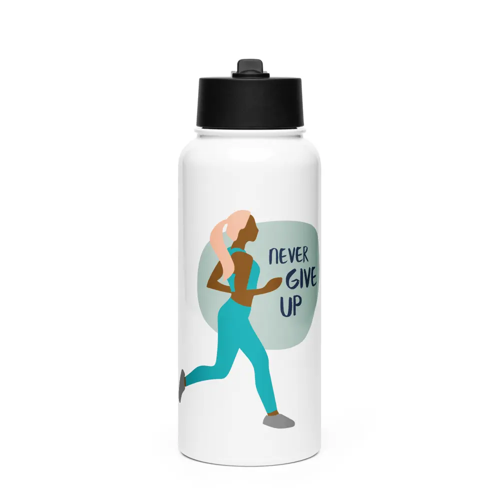 Stainless steel water bottle with a straw lid