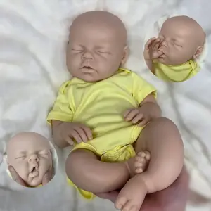 20 Inch Unpainted Full Body Solid Silicone Reborn Girl And Boy Doll With Open Mouth Waterproof Soft Touch Feeling Newborn Doll Toys For Family's Birthday/Christmas Gifts