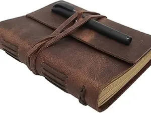 Handmade Leather Bound Notebook for Men and Women - Large A5 Journal with 240 Kraft Pages, Ideal for Travel and Art Sketchbook