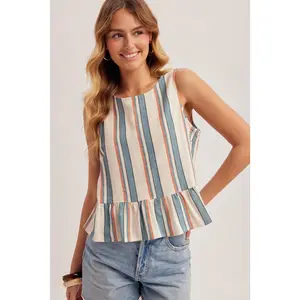 Between Tides Striped Peplum Top