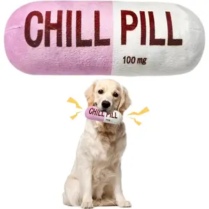 Funny  Squeaky  -  Chill  Capsule Shaped  Squeak Plush Pet  Bite Kick Indoor Interactive  Play  for Small   Present Pet Lover  Photo Props