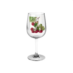 Red Berry Wine Glass, 12oz - Elegant Stemware for Everyday Use and Special Occasions, Perfect Holiday Gift, Christmas Glassware, Wedding white