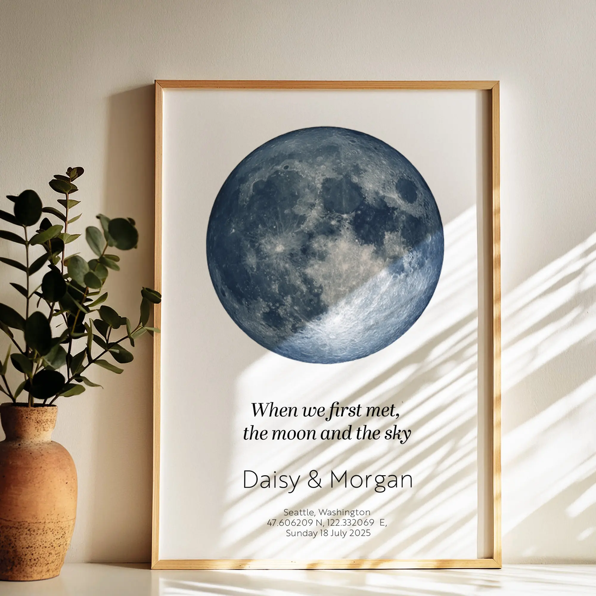 Personalized Moon Phase Print, Moon Phase Anniversary Print, Custom “Night We Met” Wall Decor, Romantic Gift for Couples, The Night We Met, Moon Print, Living Room Wall Decor, Wall Art, Couples Gift, Boyfriend Gift, Moon Phases