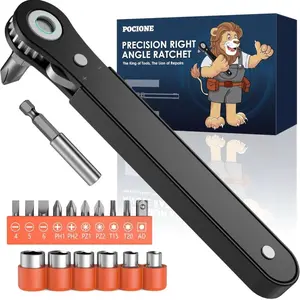Right Angle Screwdriver - 90 Degree Offset Ratcheting Screwdriver Pocket Mini Low Profile Ratchet Wrench Bit Socket Set for Tight Space Cool Gadgets EDC Gear Tool Stocking Stuffers