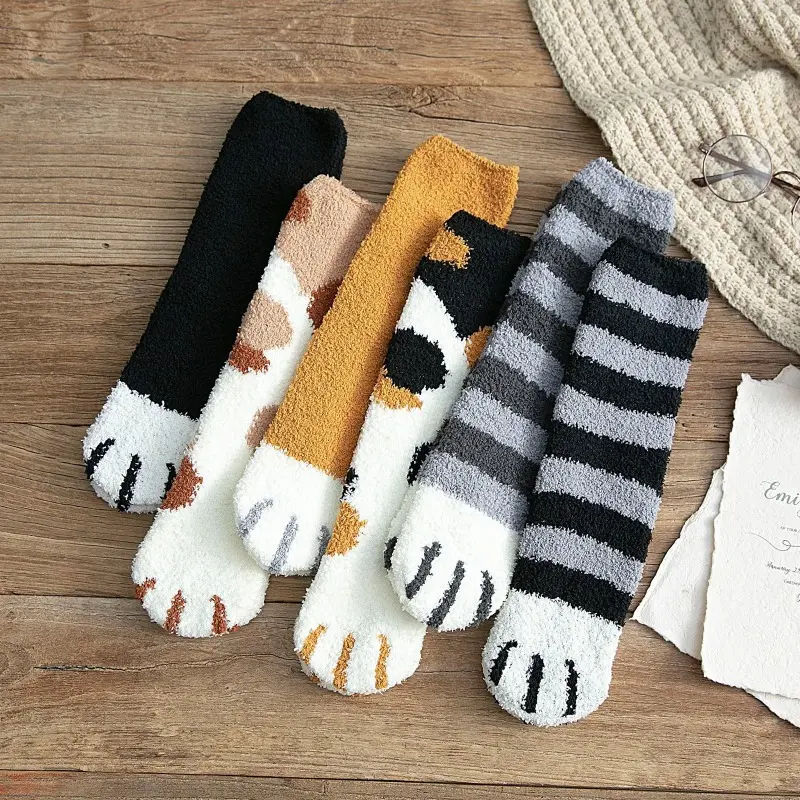 1Pair Lady Winter Fuzzy Warm Slipper Floor Socks C... - Grandado