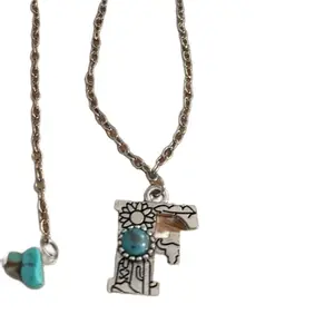 Turquoise Stamped Initial Necklace