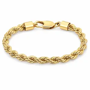 14k Gold Plated Rope Money Bracelet, Unisex Fashion Costume Jewelry Accessory