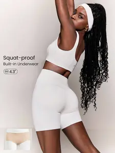 GLOWMODE 4.3" FeatherFit High-Rise Waist Shorts With Built-In Shorts Non-Slip Grips Low Impact Yoga Pilates Studio Daily Casual Wear TikTokShopBlackFriday