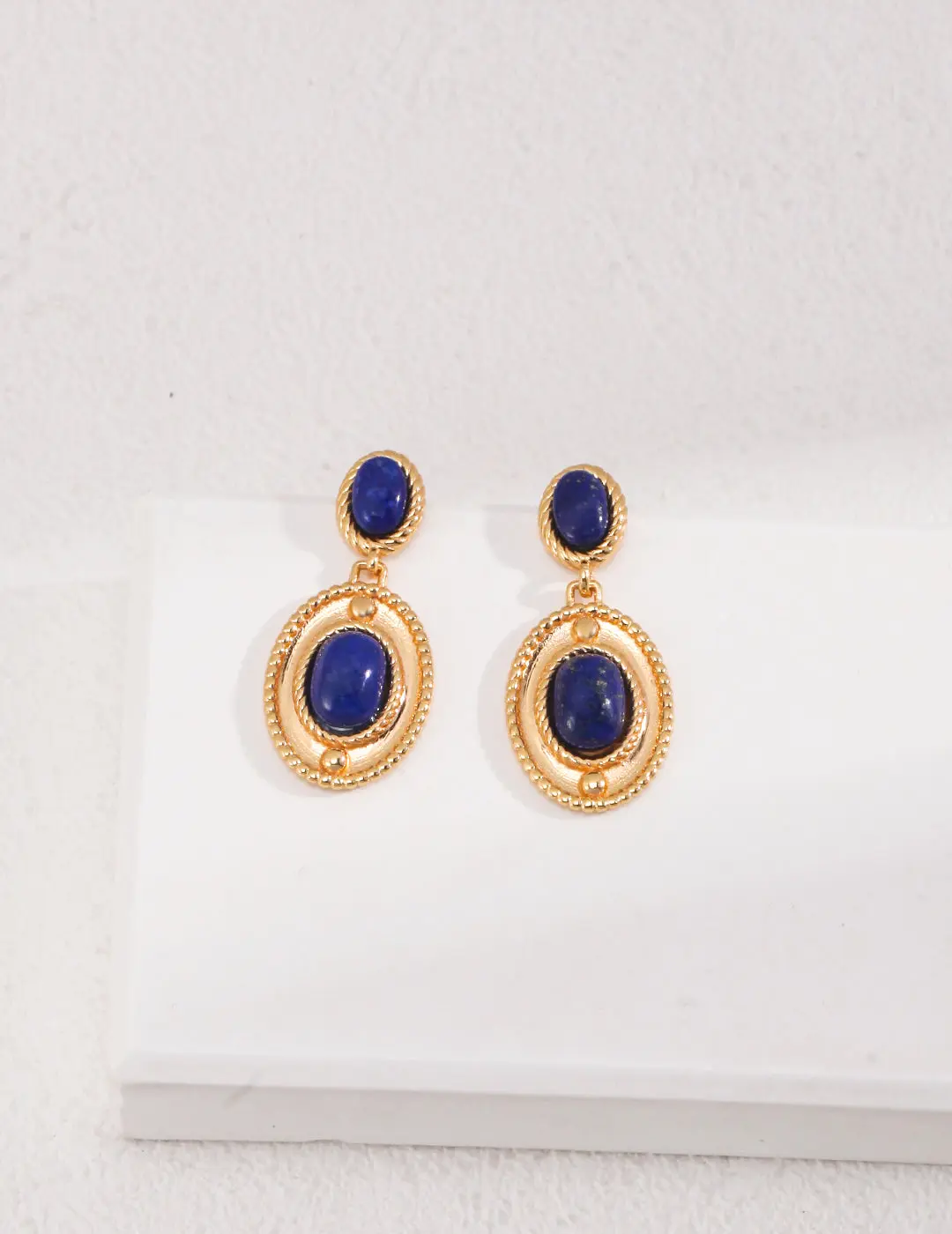 Ina Malibu Midnight Tide Earrings - 18K Gold Vermeil Lapis Lazuli Gemstone Drop Earrings for Everyday & Evening Glamour