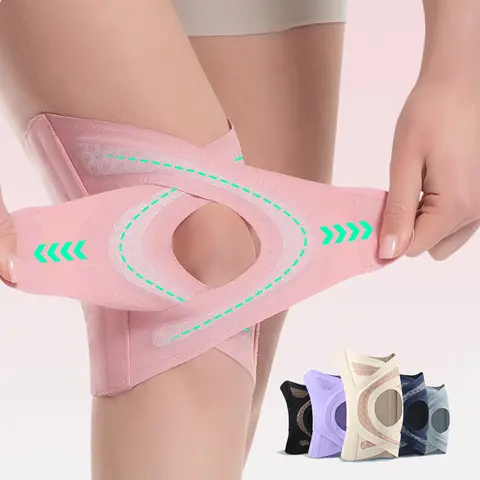 Ollas Thin sports knee pads with meniscus joint cross straps and pressure sleeves for running, knee support and patella stabilization