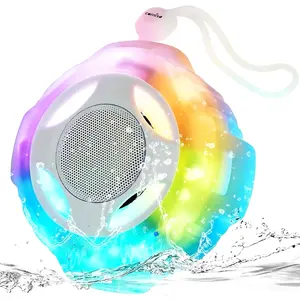 Bluetooth shower teeth waterproof speaker, IPX7， Swimming pool float, 2000mAh, portable wireless speaker with LED lights, high-definition sound and bass, suitable for travel beaches, swimming pools, camping, gifts