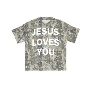 All You Need Is Jesus Dead Leaves Camo T-Shirt, Christian Faith Graphic Tee, Casual Outdoor Apparel, Everyday Streetwear Style