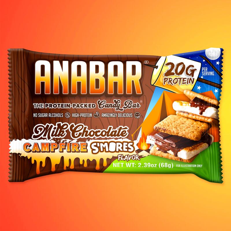 Campfire S'mores Anabar - 12 Pack - Best Tasting Protein Bar With 20 Grams Protein! Candy Bar Flavor Protein Bar Nutrition