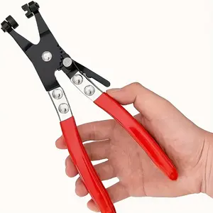 1Pc Heavy-Duty Automotive Hose Clamp Pliers with Non-Slip Grip - Pro Mechanic Tool for Oil, Vacuum & Hydraulic Lines - Compatible with Flat Band Clamps - Ideal Fastening Tool for Garage, Workshop & DIY Auto Repair