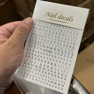 US-NAIL - 1PCS Laser Silver English Alphabet Nail Art Stickers DIY Manicure Adhesive Letter Decal Uppercase&Lowercase Letter For Nail Tips