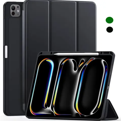 iPad Pro 13 Inch Tablet Case Casing Durable Tablet Casing Protective Drop Proof Cover M5/m4 with Pencil Holder, Trifold Stand Smart Magnetic Folio Cover, Soft Tpu Back Protector for Models A3360/a3361/a3362/a2925/a2926/a3007 Accessories (Case Only)